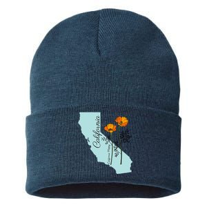 California Poppy Flower Sustainable Knit Beanie