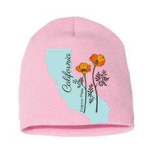 California Poppy Flower Short Acrylic Beanie