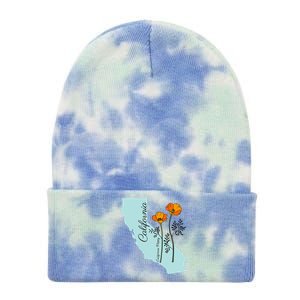 California Poppy Flower Tie Dye 12in Knit Beanie