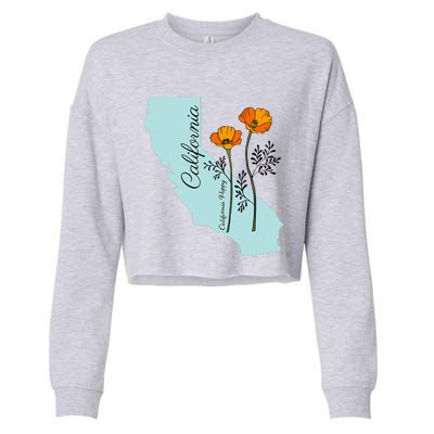 California Poppy Flower Cropped Pullover Crew