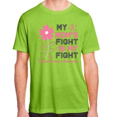 Cute Pink Flower My Moms Fight Is My Fight Breast Cancer Awareness Adult ChromaSoft Performance T-Shirt