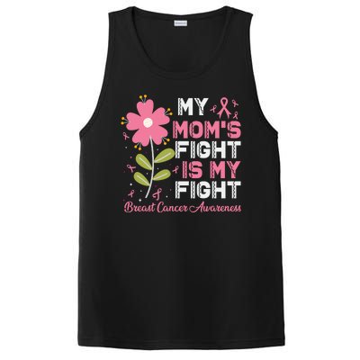 Cute Pink Flower My Moms Fight Is My Fight Breast Cancer Awareness PosiCharge Competitor Tank