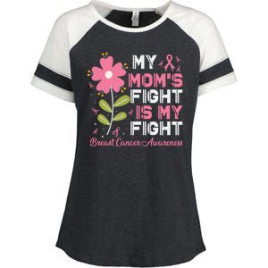 Cute Pink Flower My Moms Fight Is My Fight Breast Cancer Awareness Enza Ladies Jersey Colorblock Tee