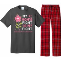 Cute Pink Flower My Moms Fight Is My Fight Breast Cancer Awareness Pajama Set