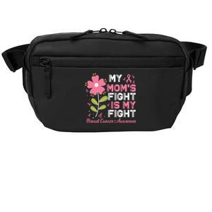 Cute Pink Flower My Moms Fight Is My Fight Breast Cancer Awareness Crossbody Pack