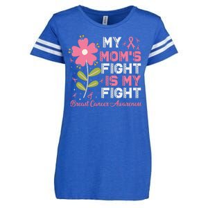 Cute Pink Flower My Moms Fight Is My Fight Breast Cancer Awareness Enza Ladies Jersey Football T-Shirt