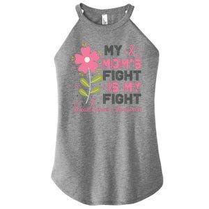 Cute Pink Flower My Moms Fight Is My Fight Breast Cancer Awareness Women's Perfect Tri Rocker Tank