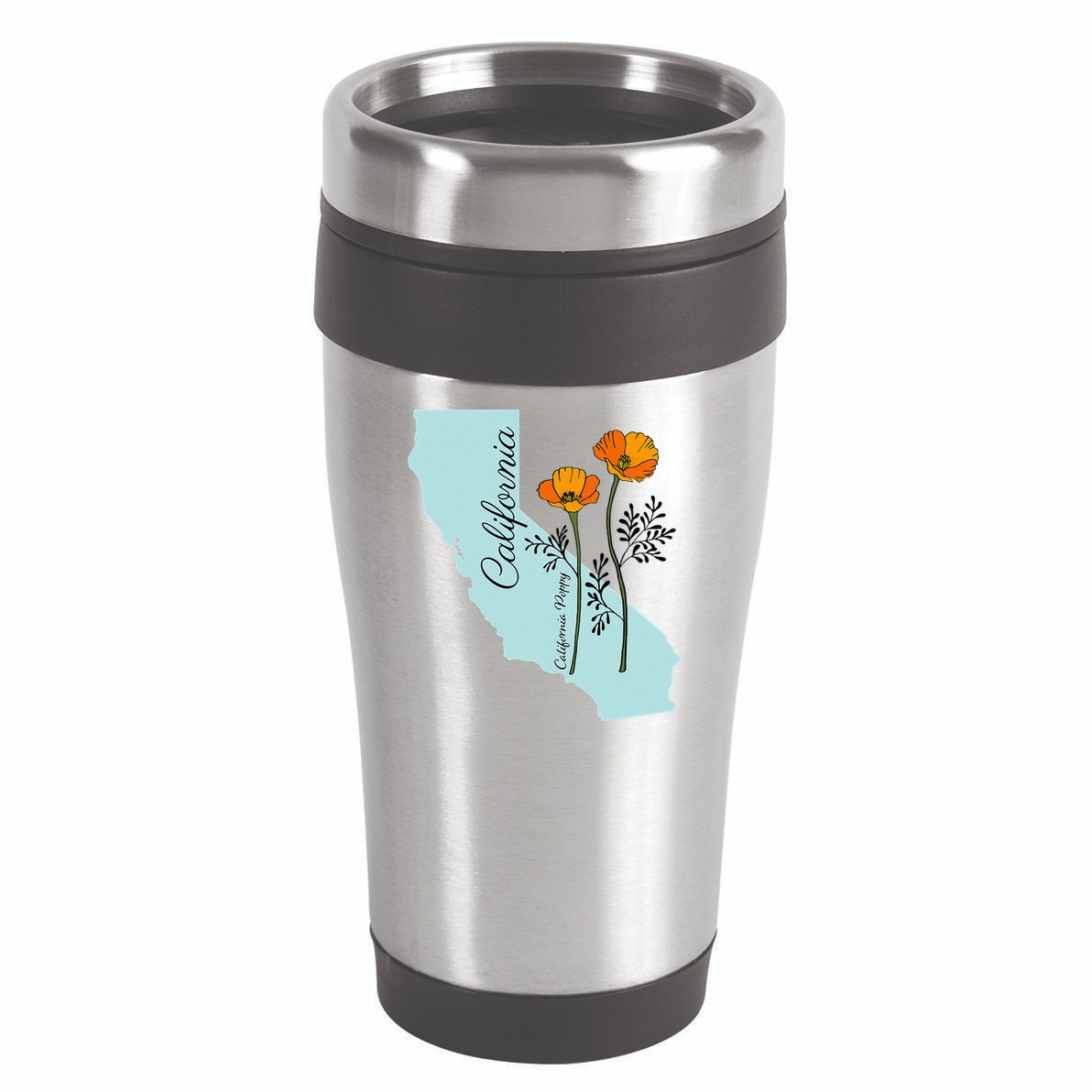 California Poppy Flower 16oz Travel Tumbler