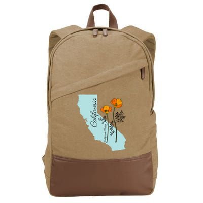 California Poppy Flower Cotton Canvas Backpack