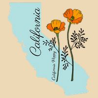 California Poppy Flower Drawstring Bag