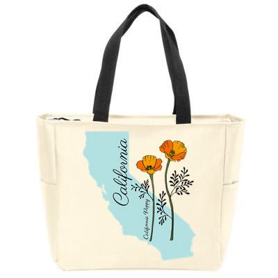 California Poppy Flower Zip Tote Bag
