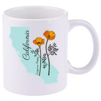 California Poppy Flower 11oz C Handle Ceramic Mug