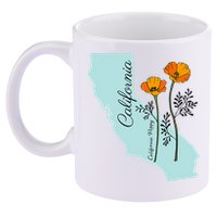California Poppy Flower 11oz C Handle Ceramic Mug
