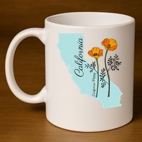 California Poppy Flower 11oz C Handle Ceramic Mug