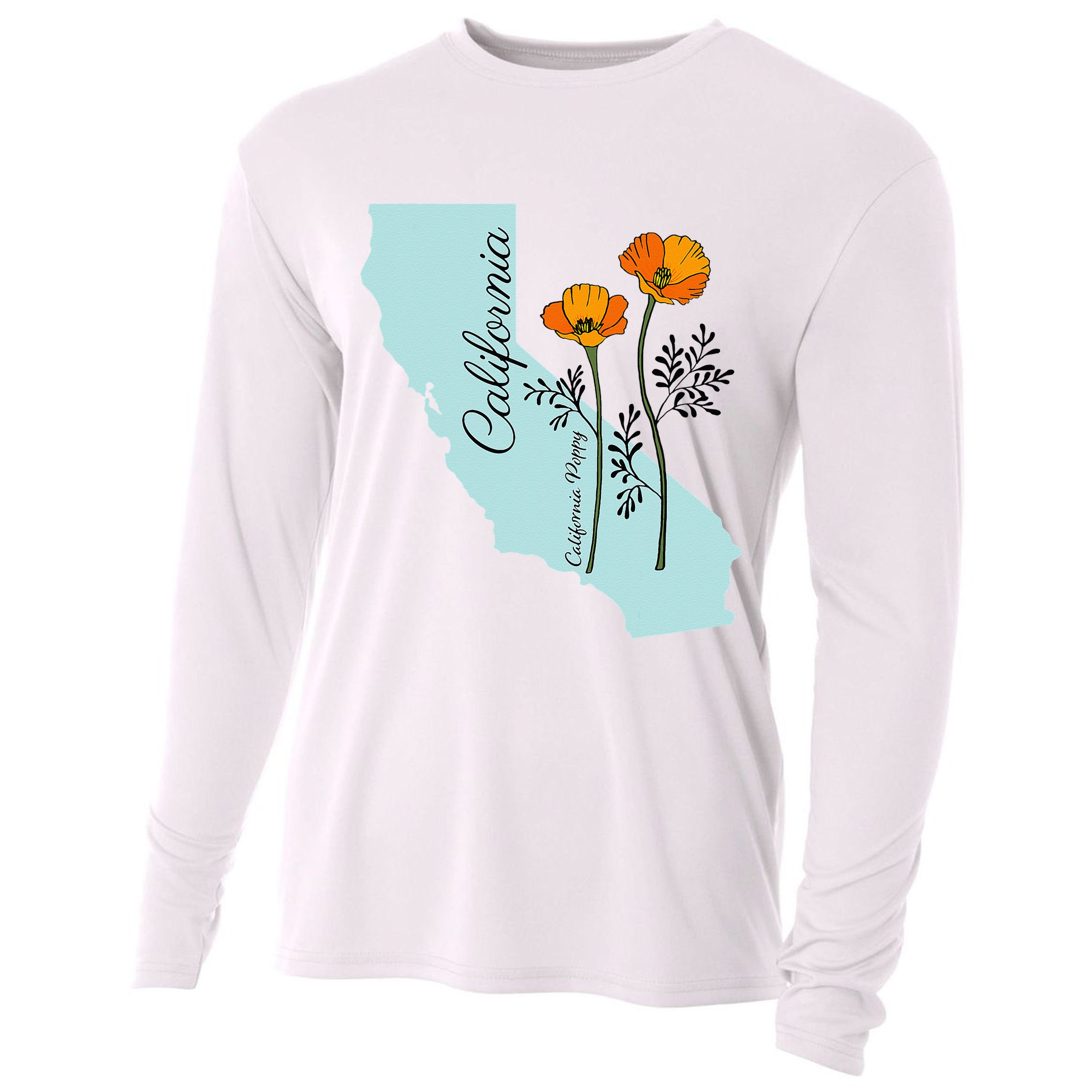 California Poppy Flower Cooling Performance Long Sleeve Crew