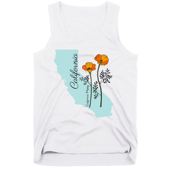 California Poppy Flower Tank Top