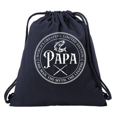 Cool Papa Fishing Gift Funny Bass Fish Dad Great Gift Drawstring Bag