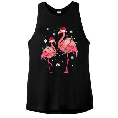 Cute Pink Flamingo Merry Flocking Christmas Cute Gift Ladies PosiCharge Tri-Blend Wicking Tank