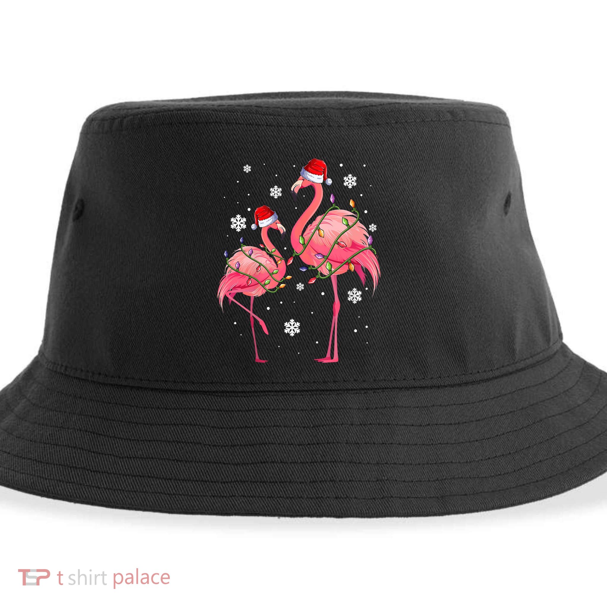 Cute Pink Flamingo Merry Flocking Christmas Cute Gift Sustainable Bucket Hat