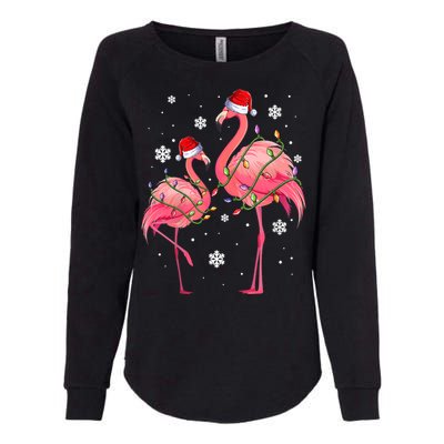 Cute Pink Flamingo Merry Flocking Christmas Cute Gift Womens California Wash Sweatshirt