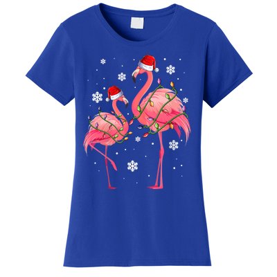 Cute Pink Flamingo Merry Flocking Christmas Cute Gift Women's T-Shirt