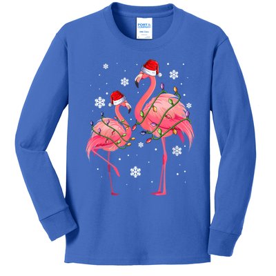 Cute Pink Flamingo Merry Flocking Christmas Cute Gift Kids Long Sleeve Shirt