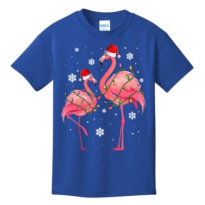 Cute Pink Flamingo Merry Flocking Christmas Cute Gift Kids T-Shirt