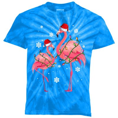 Cute Pink Flamingo Merry Flocking Christmas Cute Gift Kids Tie-Dye T-Shirt