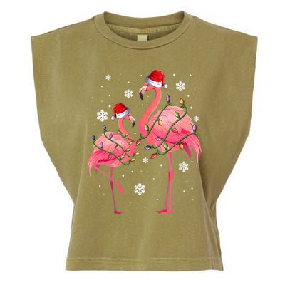 Cute Pink Flamingo Merry Flocking Christmas Cute Gift Garment-Dyed Women's Muscle Tee