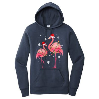 Cute Pink Flamingo Merry Flocking Christmas Cute Gift Women's Pullover Hoodie