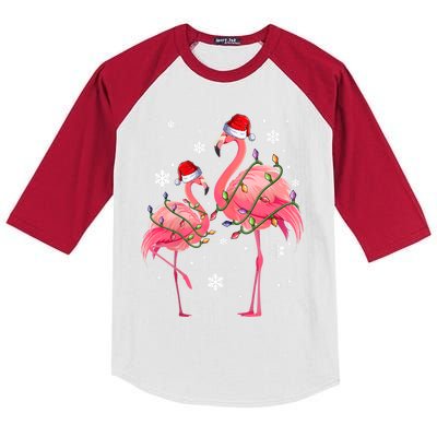 Cute Pink Flamingo Merry Flocking Christmas Cute Gift Kids Colorblock Raglan Jersey