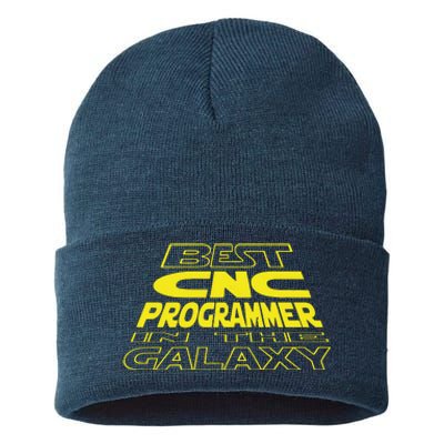 CNC Programmer Funny Space Backside Design Sustainable Knit Beanie