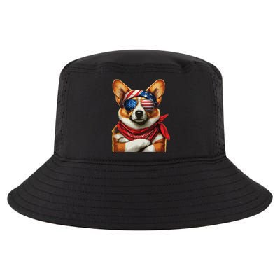 Corgi Patriotic Fourth Of July Cool Comfort Performance Bucket Hat