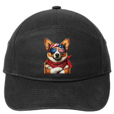 Corgi Patriotic Fourth Of July 7-Panel Snapback Hat