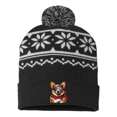 Corgi Patriotic Fourth Of July USA-Made Snowflake Beanie