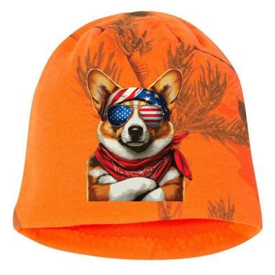 Corgi Patriotic Fourth Of July Kati - Camo Knit Beanie