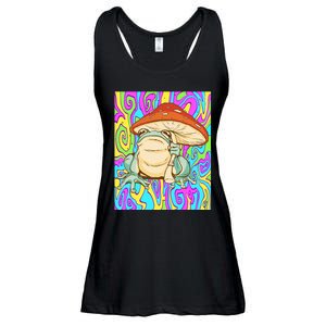 Chief Psychedelic Frog Toad Holding Trippy Mushroom Ladies Essential Flowy Tank