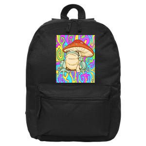 Chief Psychedelic Frog Toad Holding Trippy Mushroom 16 in Basic Backpack