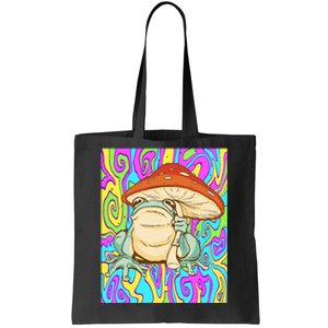 Chief Psychedelic Frog Toad Holding Trippy Mushroom Tote Bag