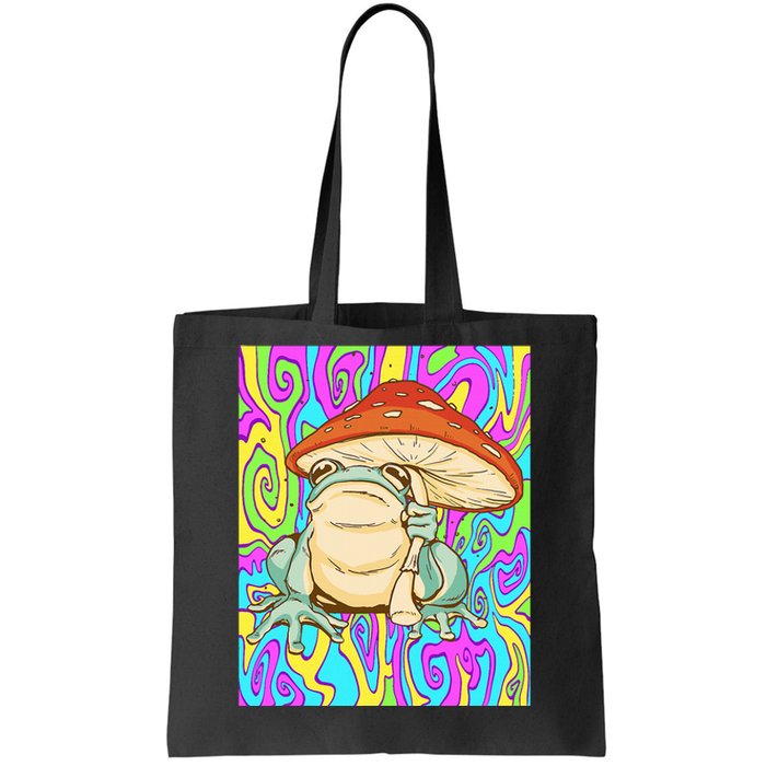 Chief Psychedelic Frog Toad Holding Trippy Mushroom Tote Bag