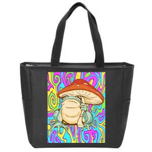 Chief Psychedelic Frog Toad Holding Trippy Mushroom Zip Tote Bag