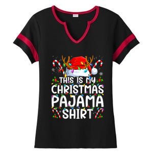 Christmas Pajama Funny Xmas Pjs Ladies Halftime Notch Neck Tee