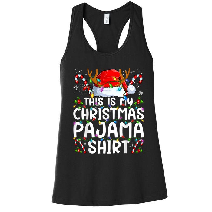 Christmas Pajama Funny Xmas Pjs Women's Racerback Tank