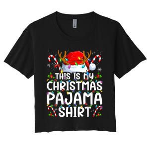 Christmas Pajama Funny Xmas Pjs Women's Crop Top Tee