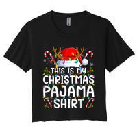 Christmas Pajama Funny Xmas Pjs Women's Crop Top Tee