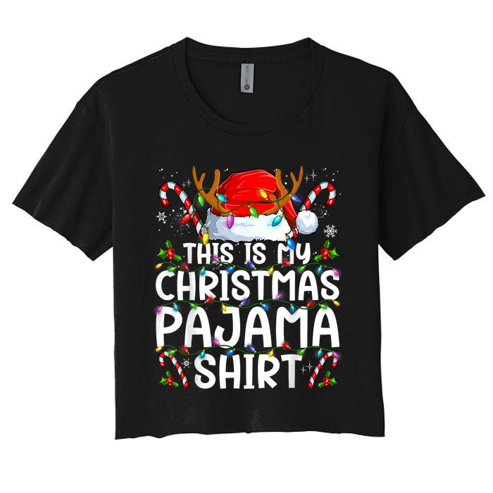 Christmas Pajama Funny Xmas Pjs Women's Crop Top Tee