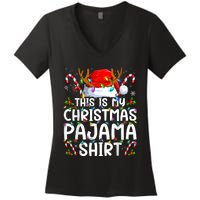 Christmas Pajama Funny Xmas Pjs Women's V-Neck T-Shirt