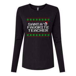 Christmas Party Funny Santas Favorite Teacher Meaningful Gift Womens Cotton Relaxed Long Sleeve T-Shirt