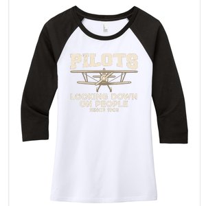 Cool Pilot For Men Women Aircraft Pilot Airplane Flying Women's Tri-Blend 3/4-Sleeve Raglan Shirt