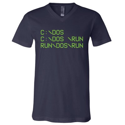 Computer Programmer Funny C Dos C Dos Run Run Dos Run V-Neck T-Shirt